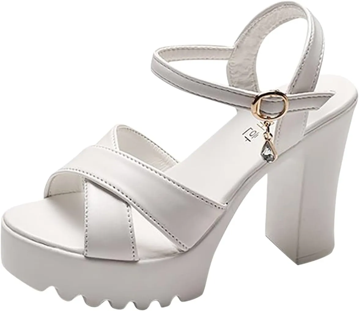 Sandals Strap Mouth Fashion Ladies Fish Sole Heel High Leather Thick Women's sandals Women's Wedge Women Flat Shoes