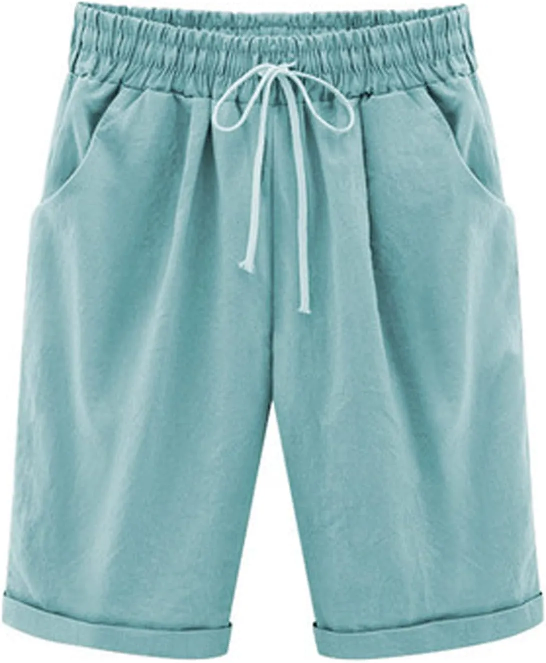 sdbrld Bermuda Shorts for Women,Womens Bermuda Shorts Fashion Summer Drawstring Shorts High Waisted Cotton Athletic Shorts