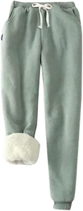 sdbrld Womens Fleece Lined Leggings,Womens Sweatpants Fleece Sherpa Lined Sweatpants with Pockets Winter Thermal Warm Joggers