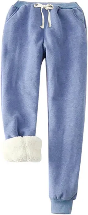 sdbrld Womens Fleece Lined Leggings,Womens Sweatpants Fleece Sherpa Lined Sweatpants with Pockets Winter Thermal Warm Joggers