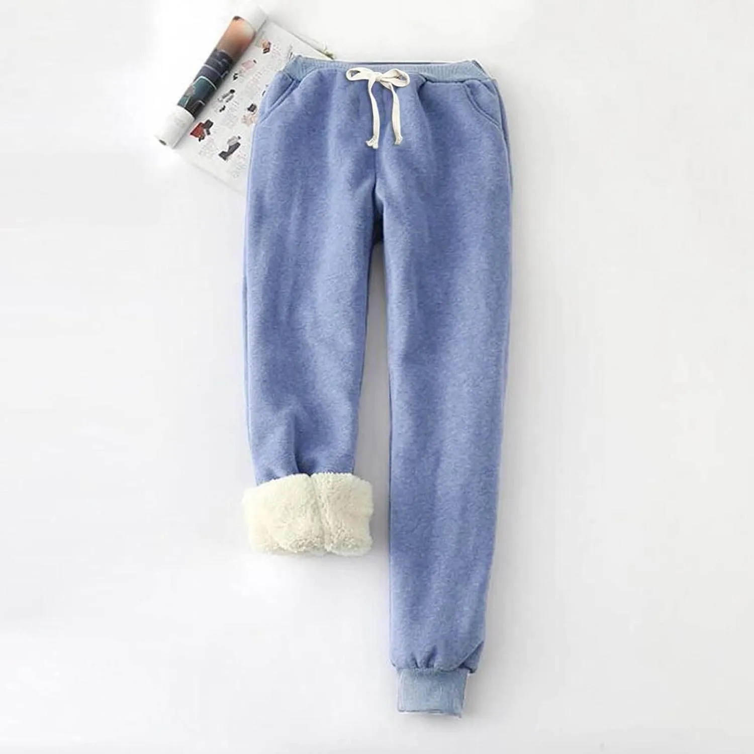 sdbrld Womens Fleece Lined Leggings,Womens Sweatpants Fleece Sherpa Lined Sweatpants with Pockets Winter Thermal Warm Joggers