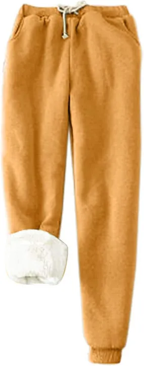 sdbrld Womens Sweatpants Fleece Sherpa Lined Joggers Thermal Leggings Womens Winter Warm Athletic Active Pants with Pockets