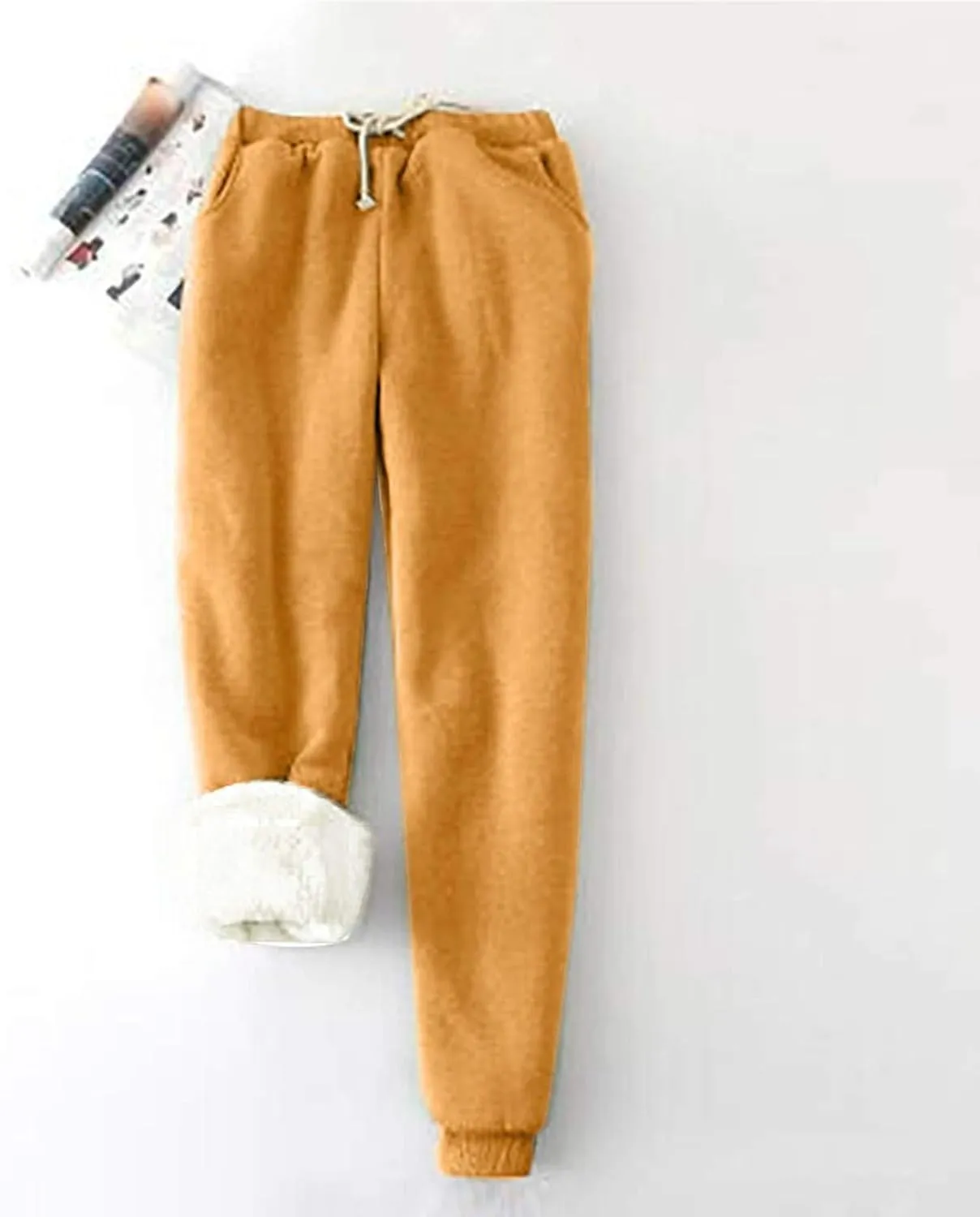 sdbrld Womens Sweatpants Fleece Sherpa Lined Joggers Thermal Leggings Womens Winter Warm Athletic Active Pants with Pockets