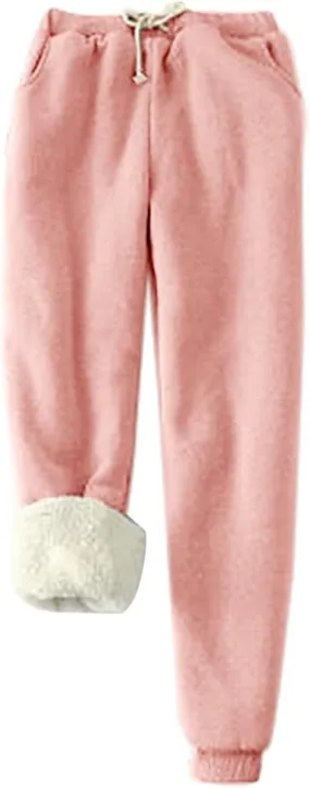 sdbrld Womens Sweatpants Fleece Sherpa Lined Joggers Thermal Leggings Womens Winter Warm Athletic Active Pants with Pockets