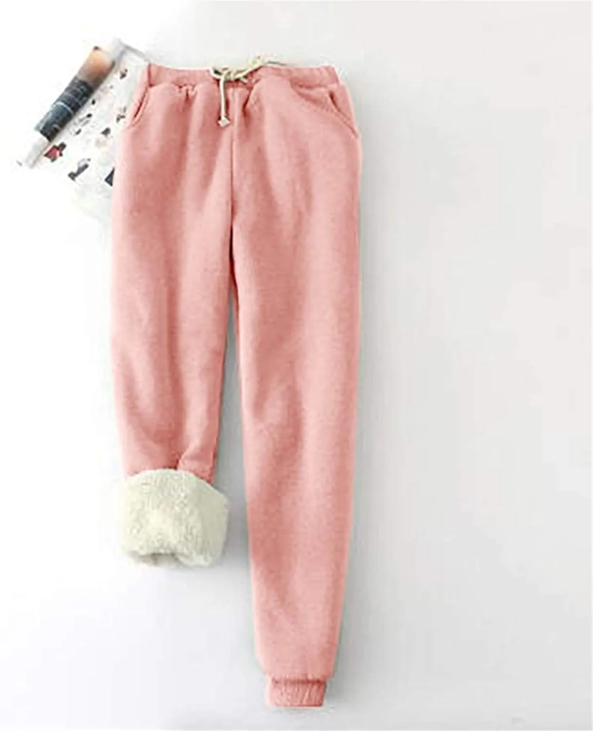 sdbrld Womens Sweatpants Fleece Sherpa Lined Joggers Thermal Leggings Womens Winter Warm Athletic Active Pants with Pockets
