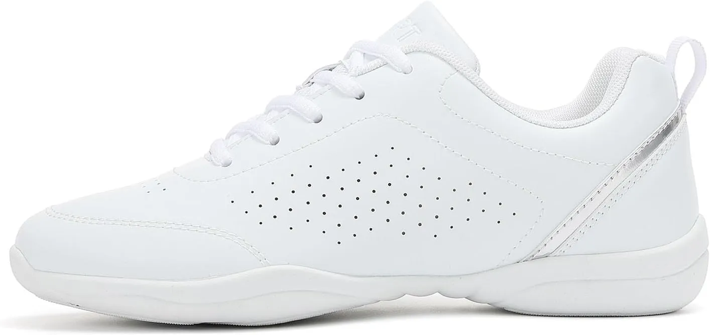 SECHRITE Girls White Cheerleading Cheer Shoes Womens Dance Sneakers Athletic Training Tennis Breathable Competition Walking Shoes