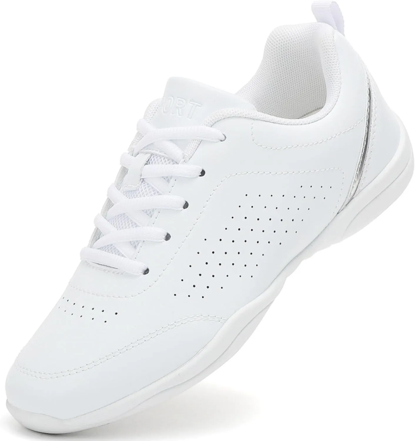 SECHRITE Girls White Cheerleading Cheer Shoes Womens Dance Sneakers Athletic Training Tennis Breathable Competition Walking Shoes