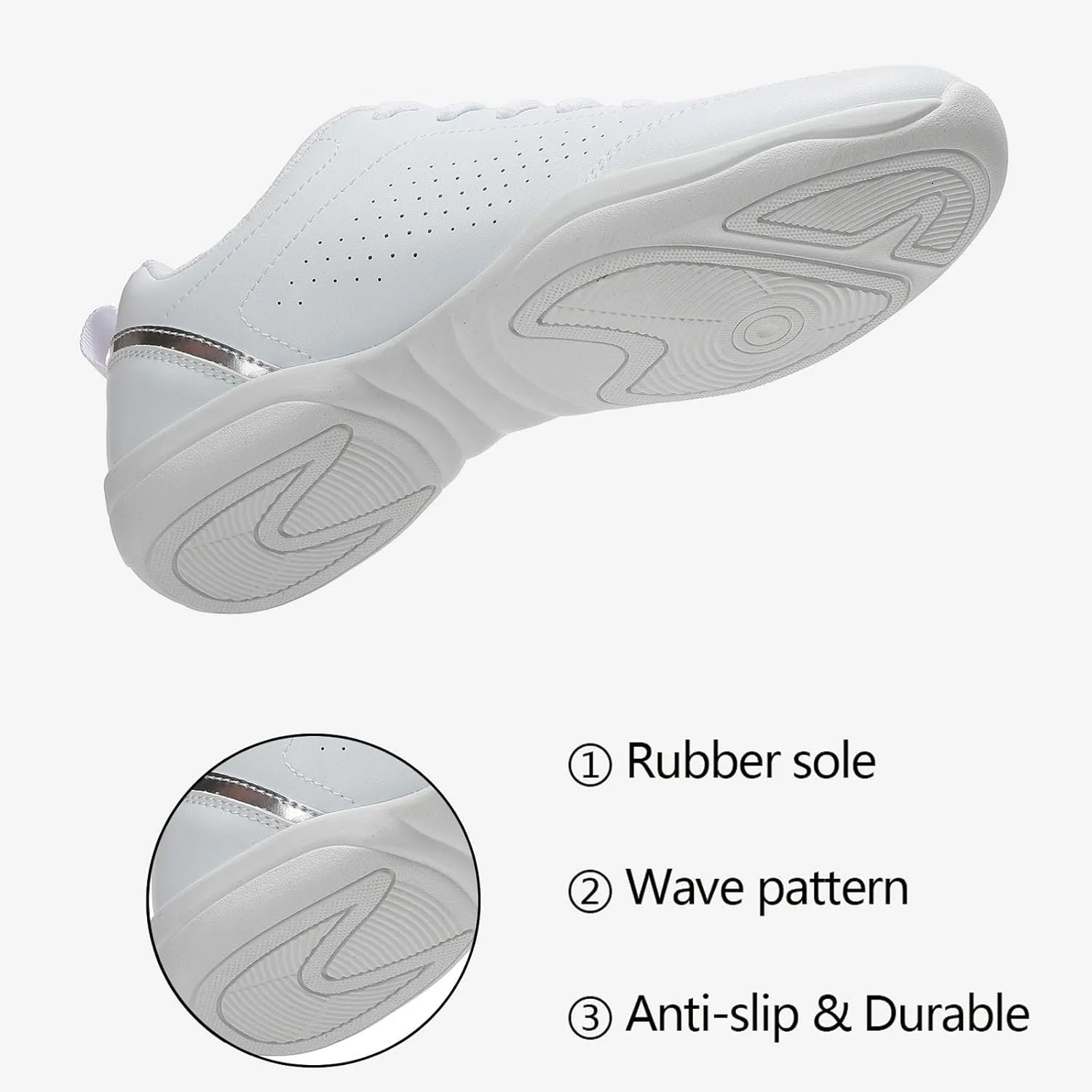 SECHRITE Girls White Cheerleading Cheer Shoes Womens Dance Sneakers Athletic Training Tennis Breathable Competition Walking Shoes