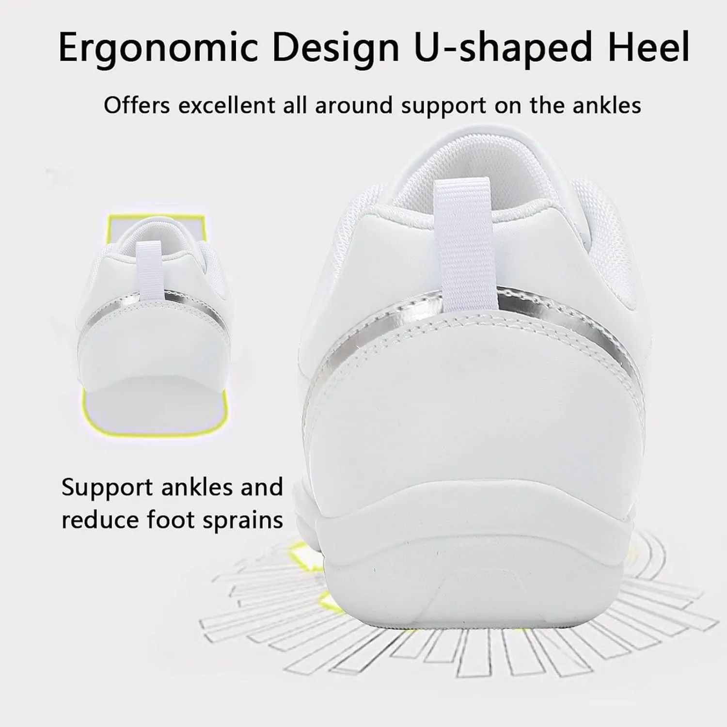SECHRITE Girls White Cheerleading Cheer Shoes Womens Dance Sneakers Athletic Training Tennis Breathable Competition Walking Shoes