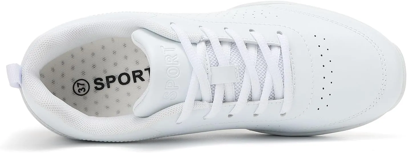 SECHRITE Girls White Cheerleading Cheer Shoes Womens Dance Sneakers Athletic Training Tennis Breathable Competition Walking Shoes