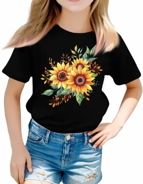 sfdgfhyf Girls Short Sets Sleeve T Shirts A Casual Solid ColorKids Crewneck T-Shirts Summer Tops Basic Tees