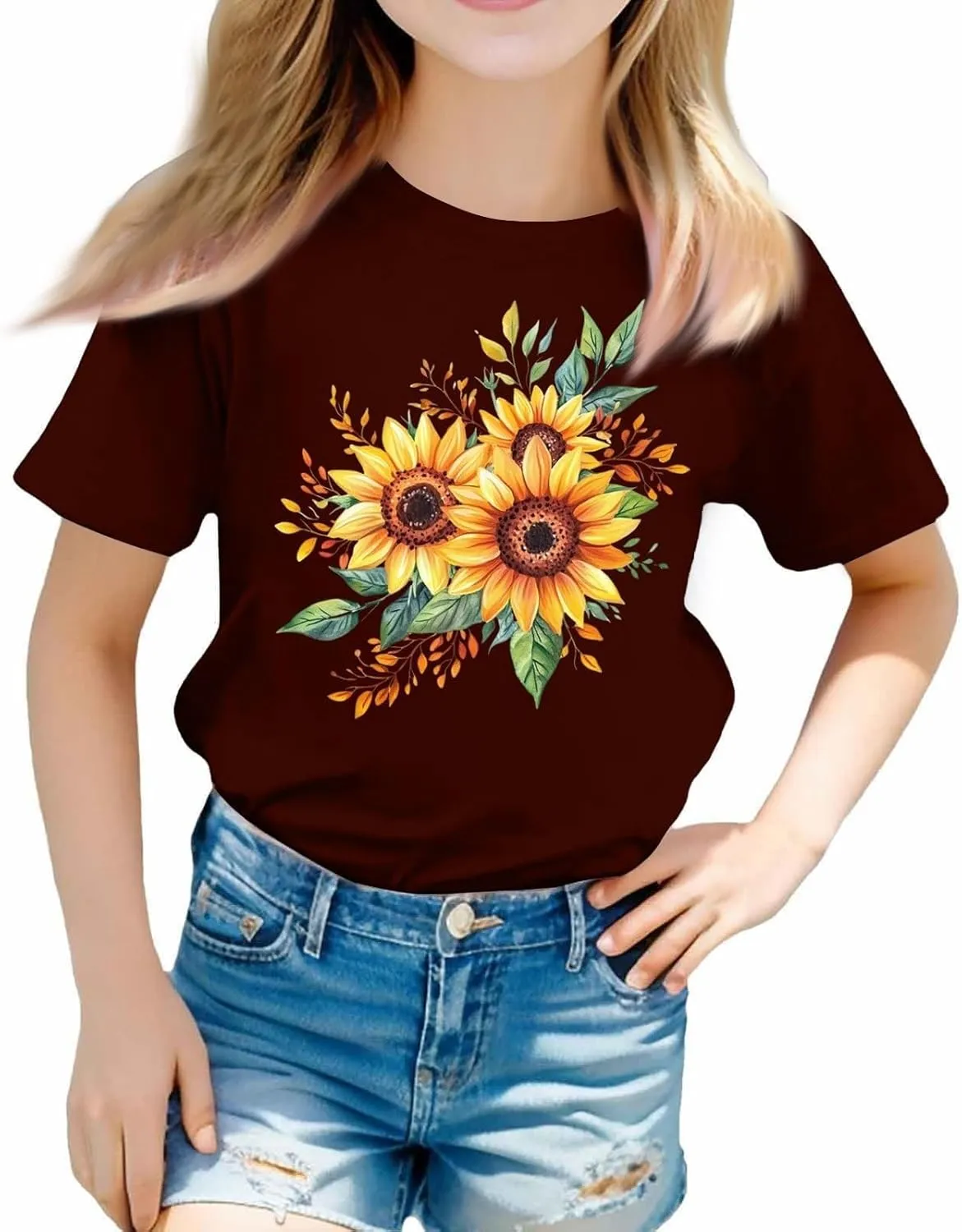 sfdgfhyf Girls Short Sets Sleeve T Shirts A Casual Solid ColorKids Crewneck T-Shirts Summer Tops Basic Tees