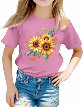 sfdgfhyf Girls Short Sets Sleeve T Shirts A Casual Solid ColorKids Crewneck T-Shirts Summer Tops Basic Tees