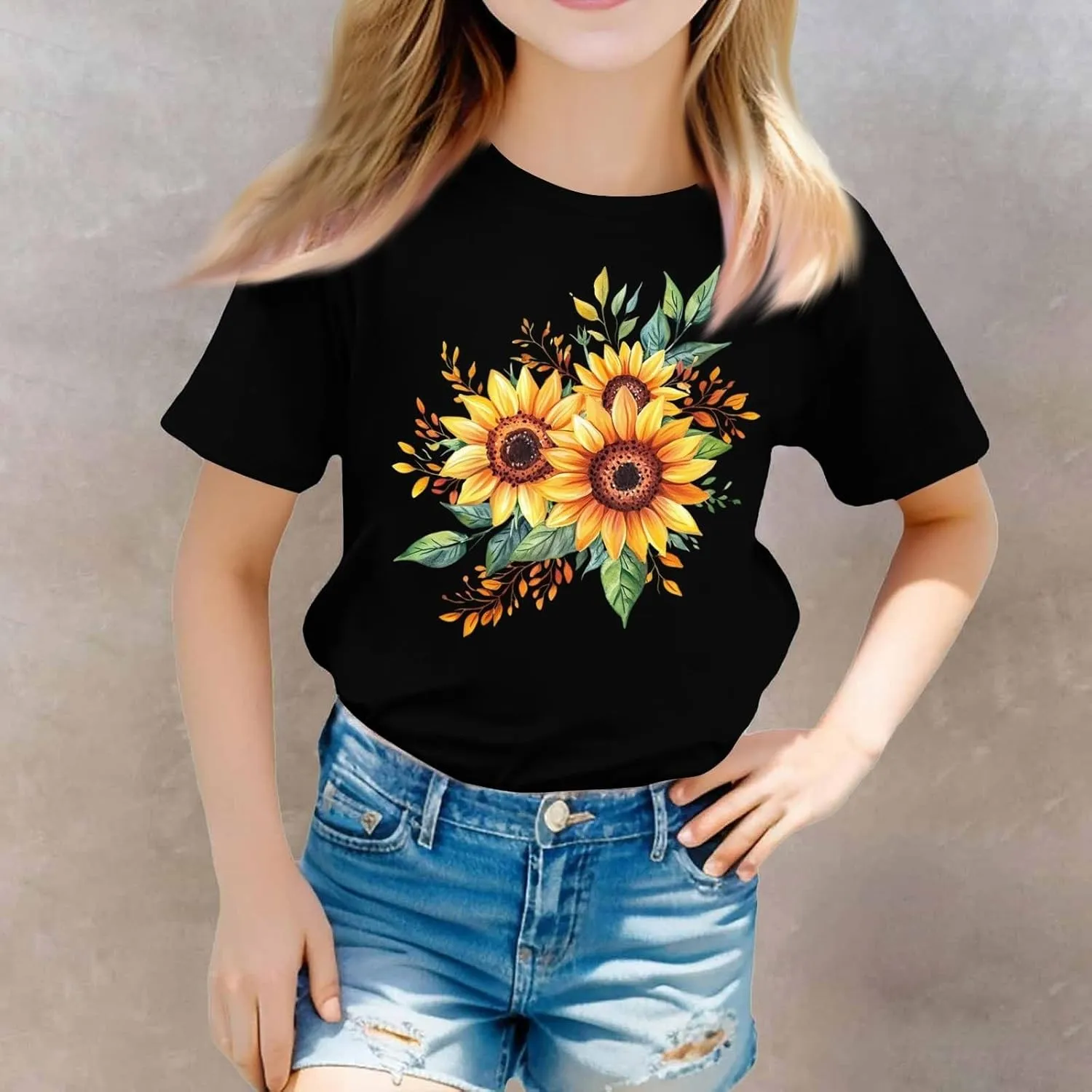 sfdgfhyf Girls Short Sets Sleeve T Shirts A Casual Solid ColorKids Crewneck T-Shirts Summer Tops Basic Tees