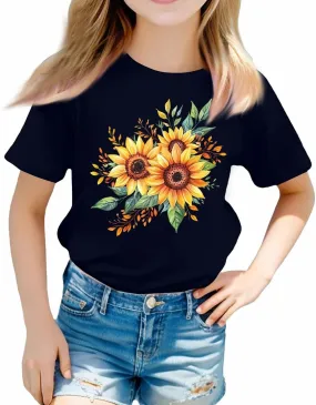 sfdgfhyf Girls Short Sets Sleeve T Shirts A Casual Solid ColorKids Crewneck T-Shirts Summer Tops Basic Tees
