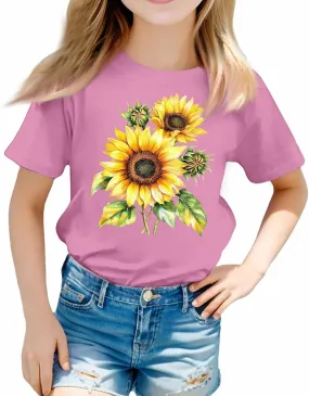 sfdgfhyf Girls Short Sets Sleeve T Shirts A Casual Solid ColorKids Crewneck T-Shirts Summer Tops Toddler Girl