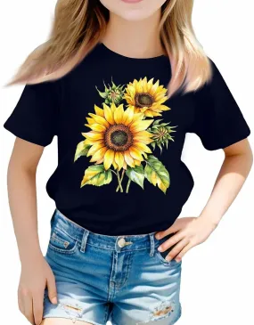 sfdgfhyf Girls Short Sets Sleeve T Shirts A Casual Solid ColorKids Crewneck T-Shirts Summer Tops Toddler Girl