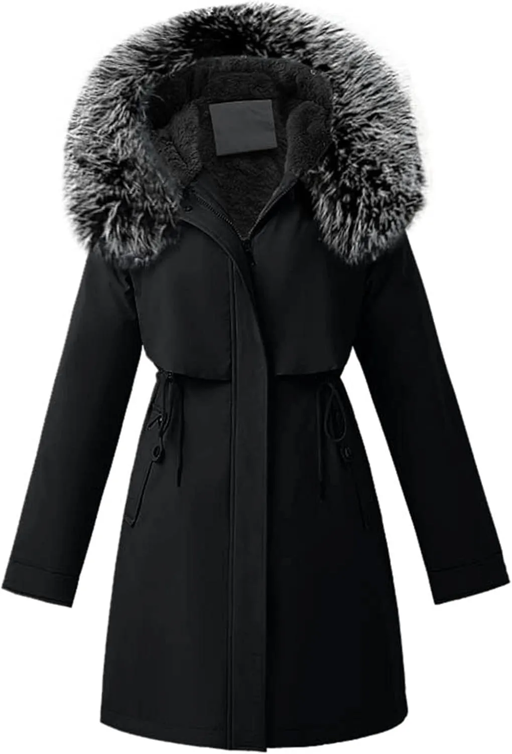 SHAOBGE Womens Long Down Coat Women's Warm Winter Coat Thicken Cotton Artificial -Grass Trimmed Womens Lightweight