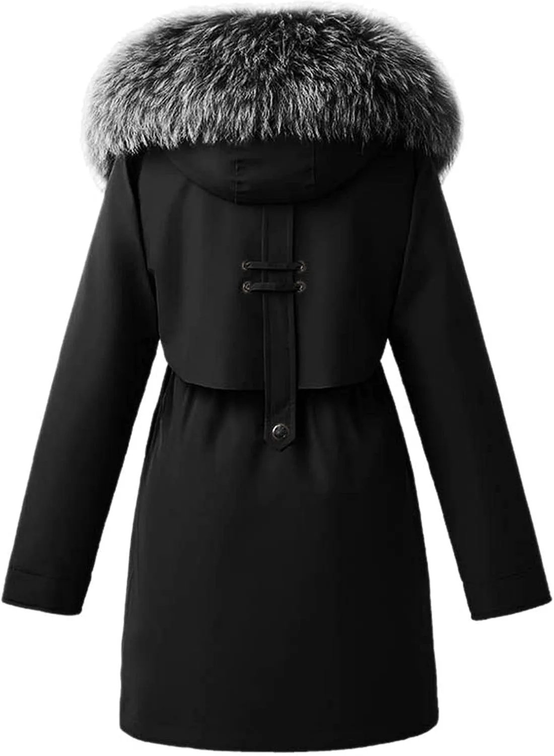 SHAOBGE Womens Long Down Coat Women's Warm Winter Coat Thicken Cotton Artificial -Grass Trimmed Womens Lightweight