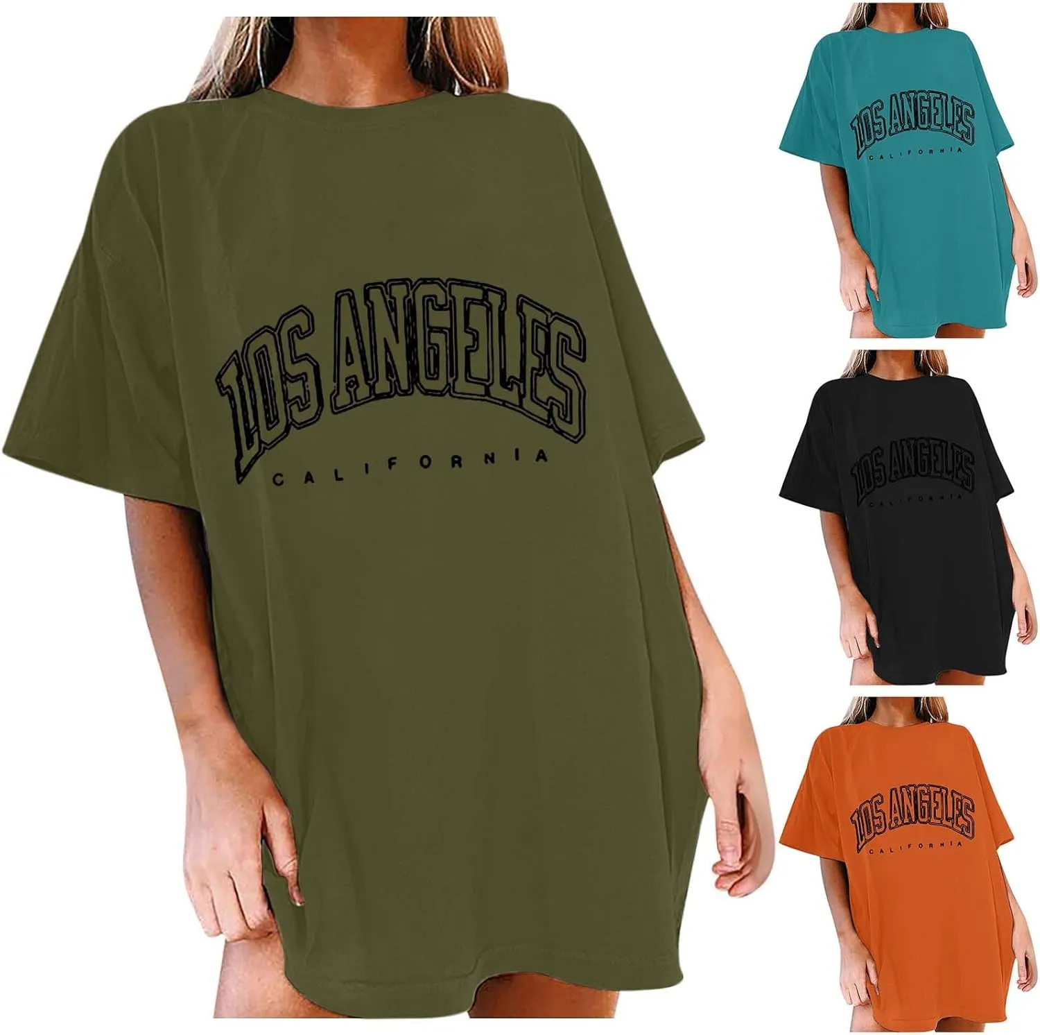 Shirts for Girls 12-14 Years Old Oversized Graphic Print Short Sleeve Tunic Tops Crew Neck Casual Drop Shoulder T Shirts