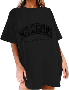 Shirts for Girls 12-14 Years Old Oversized Graphic Print Short Sleeve Tunic Tops Crew Neck Casual Drop Shoulder T Shirts