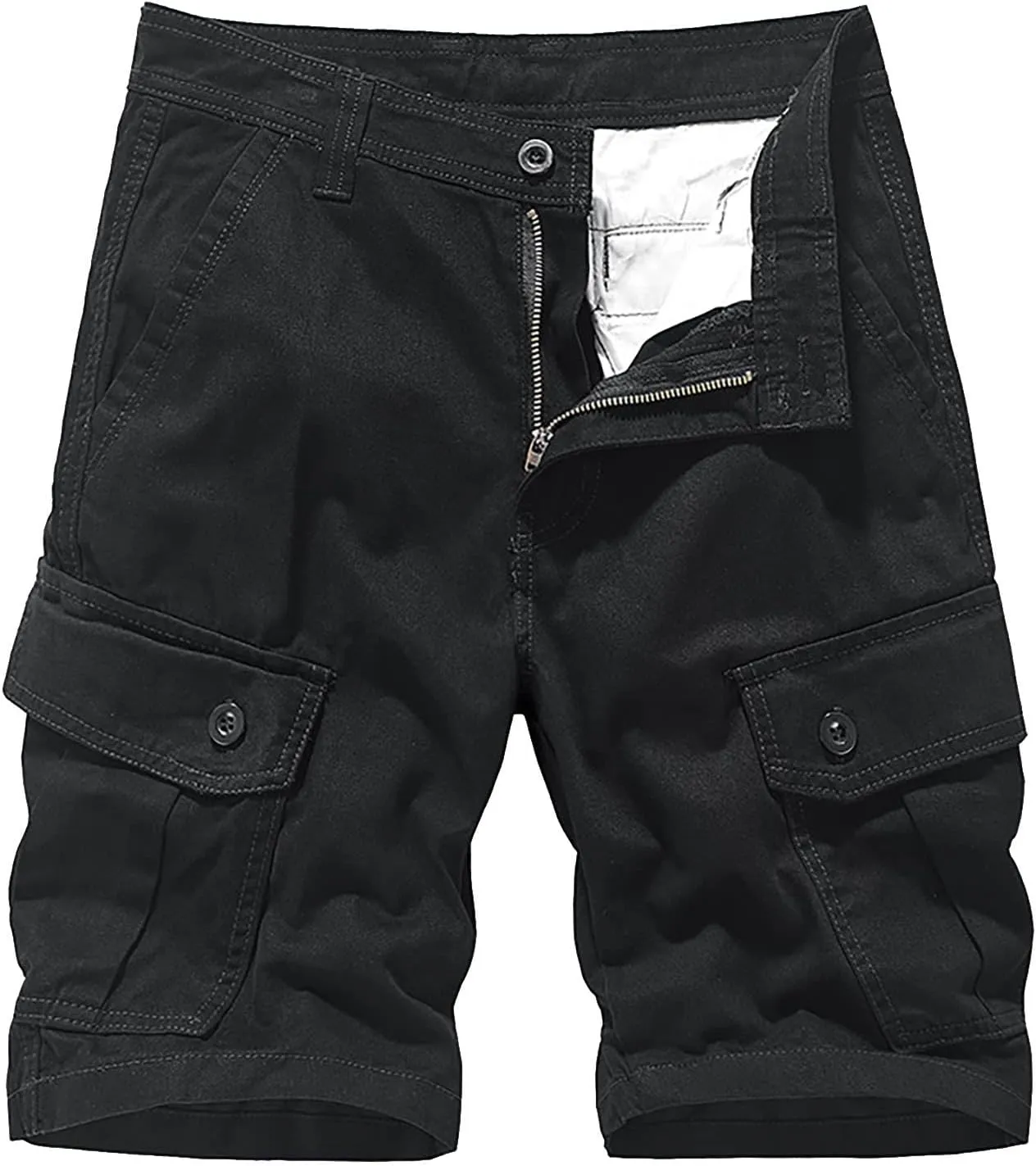 Shorts Men Athletic Men's 5 Inch Inseam Open Flat Elastic Waist Cargo Shorts Relaxed fit Hiking Shorts Work Shorts