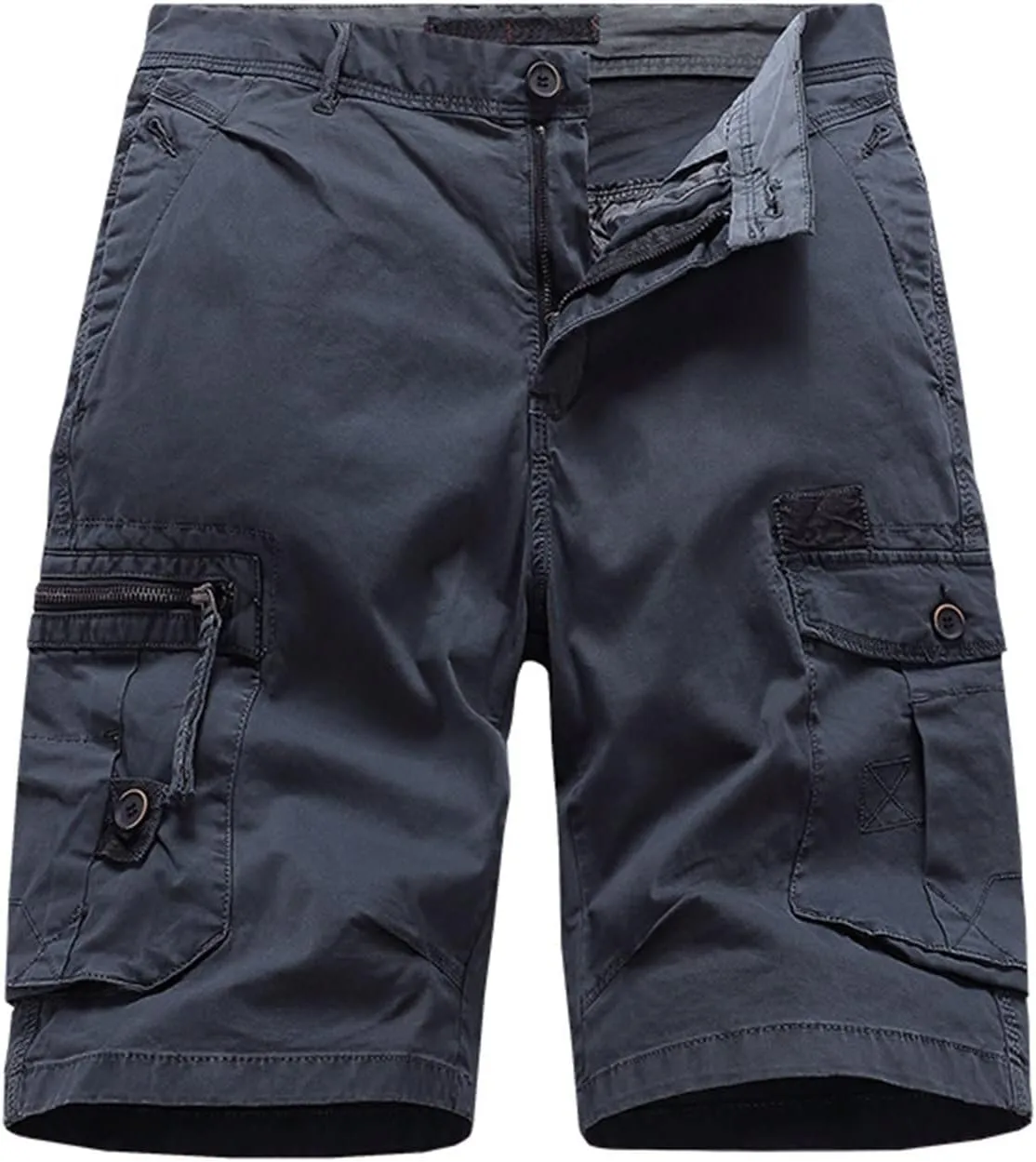 Shorts Men Cargo Men's Cotton Flat Shorts Classic-Fit Golf Shorts Casual Hiking Cargo Shorts with Zipper Pockets