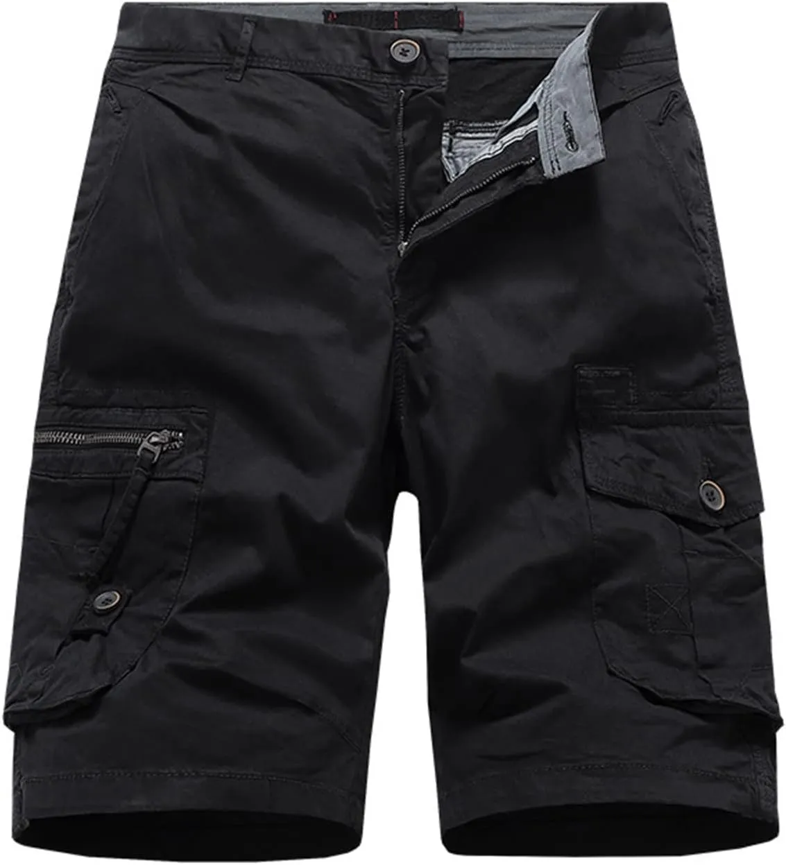 Shorts Men Cargo Men's Cotton Flat Shorts Classic-Fit Golf Shorts Casual Hiking Cargo Shorts with Zipper Pockets