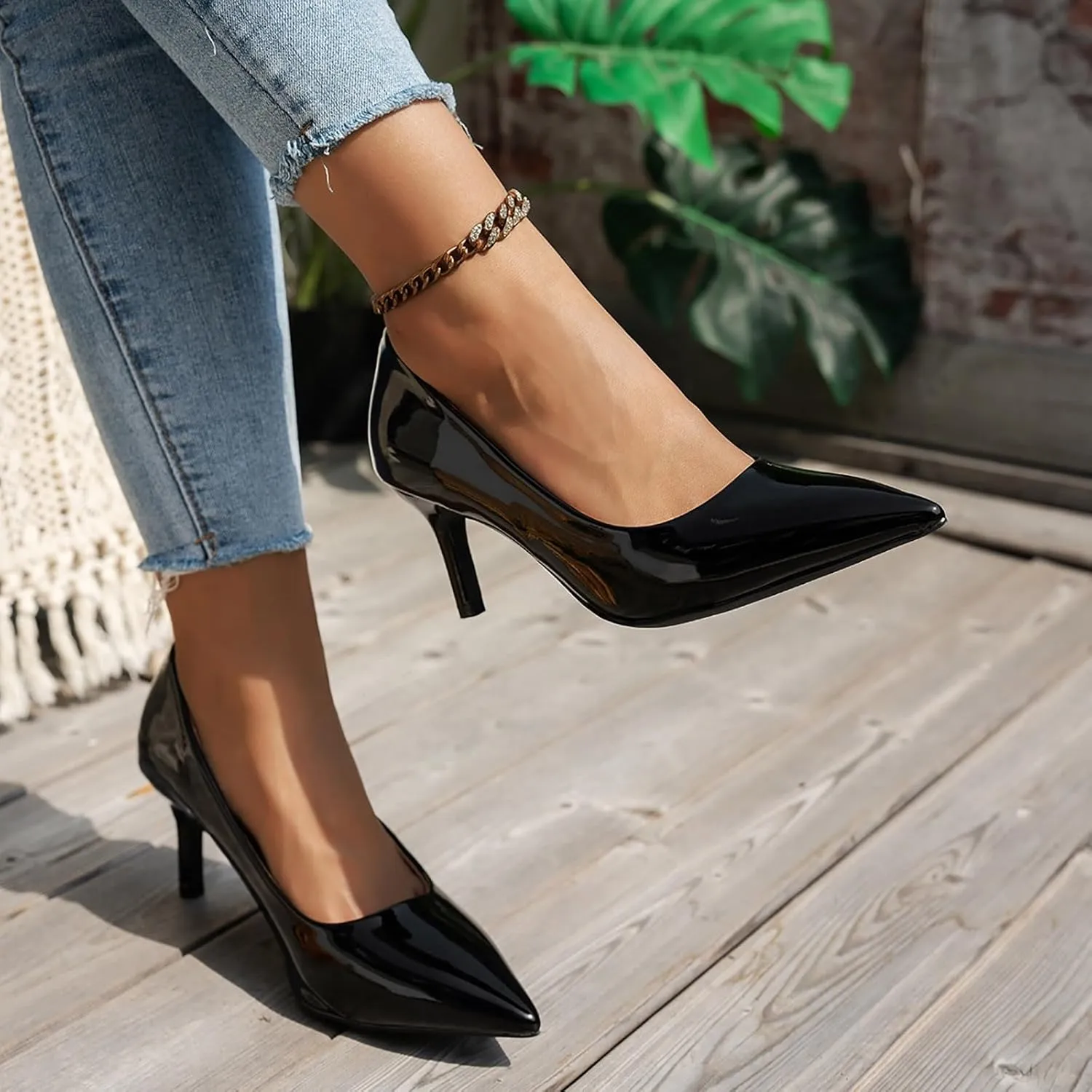 Slip on Comfortable High Heels Closed Toe Heels Women's Stiletto Pointed Toe Dress Shoes Wedding Prom Bridal Work