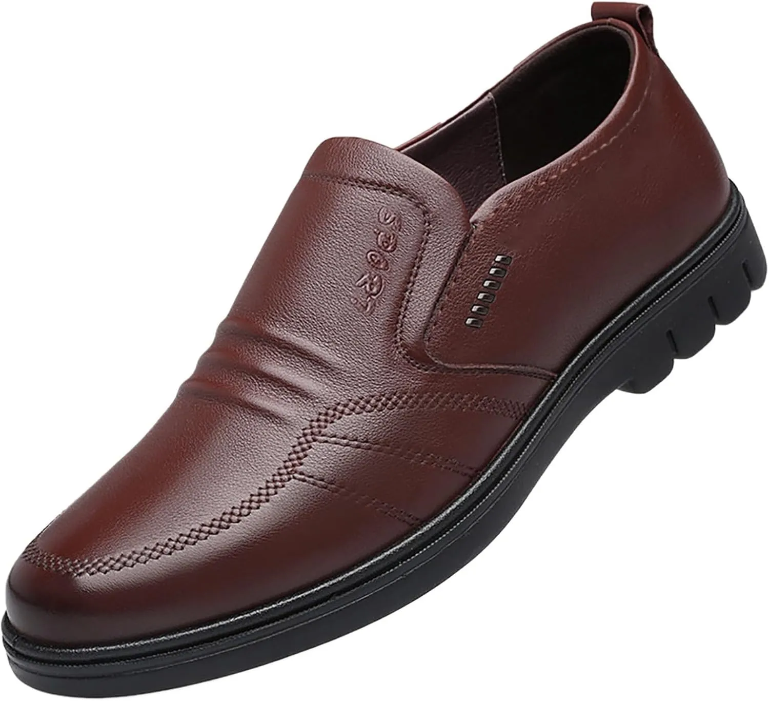 Slip on Walking Shoes for Men Comfortable PU Leather Loafers Memory Foam Breathable Mesh Fashion Sneakers Non Slip Indoor Outdoor Sports Work Shoes for Men