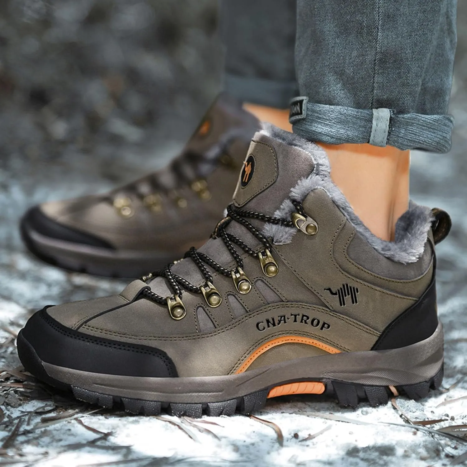 Slip on Walking Shoes for Men Comfortable Winter Warm Faux Furry Lined Snow Boots PU Leather Memory Foam Breathable Mesh Fashion Sneakers Non Slip Indoor Outdoor Athletic Running Shoes
