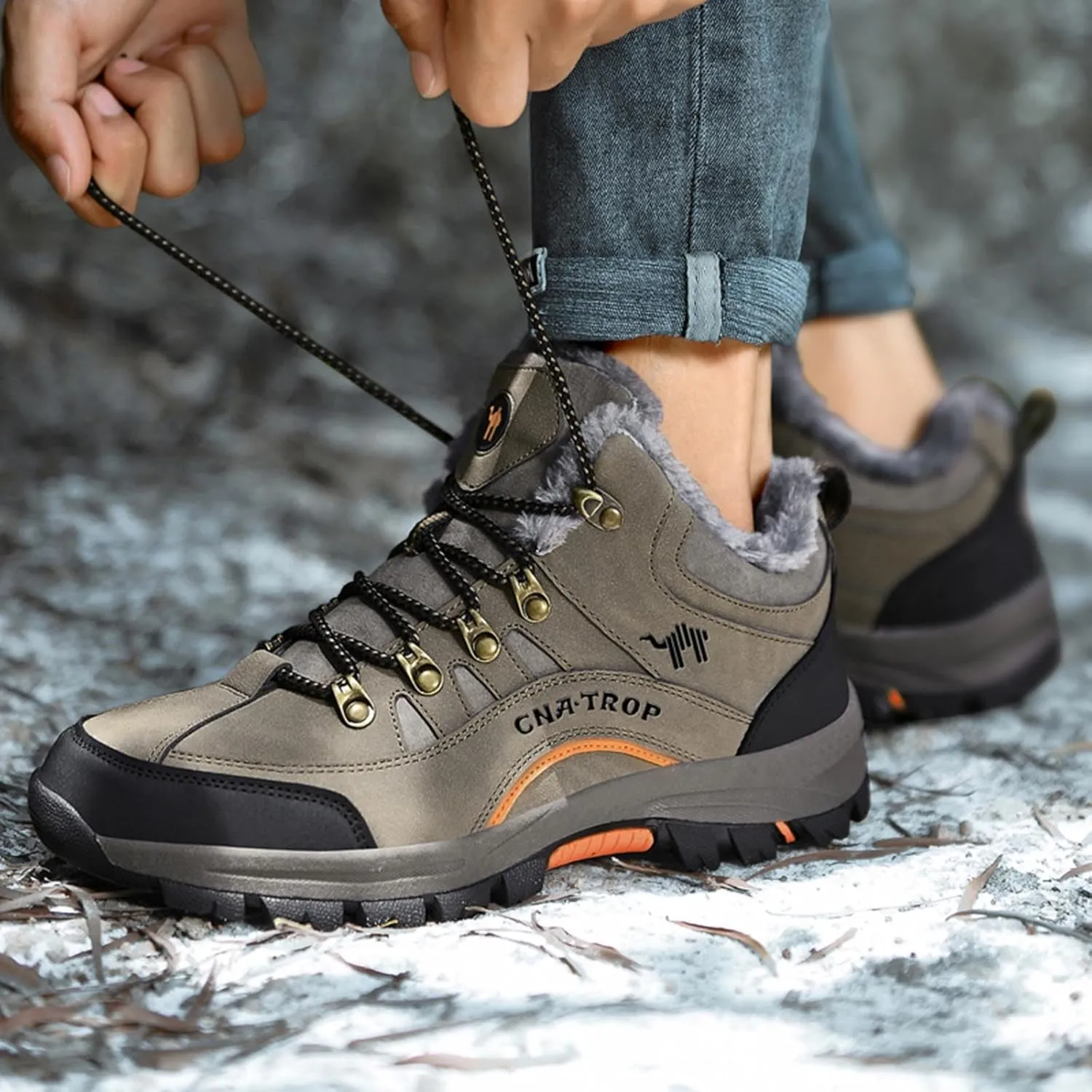 Slip on Walking Shoes for Men Comfortable Winter Warm Faux Furry Lined Snow Boots PU Leather Memory Foam Breathable Mesh Fashion Sneakers Non Slip Indoor Outdoor Athletic Running Shoes