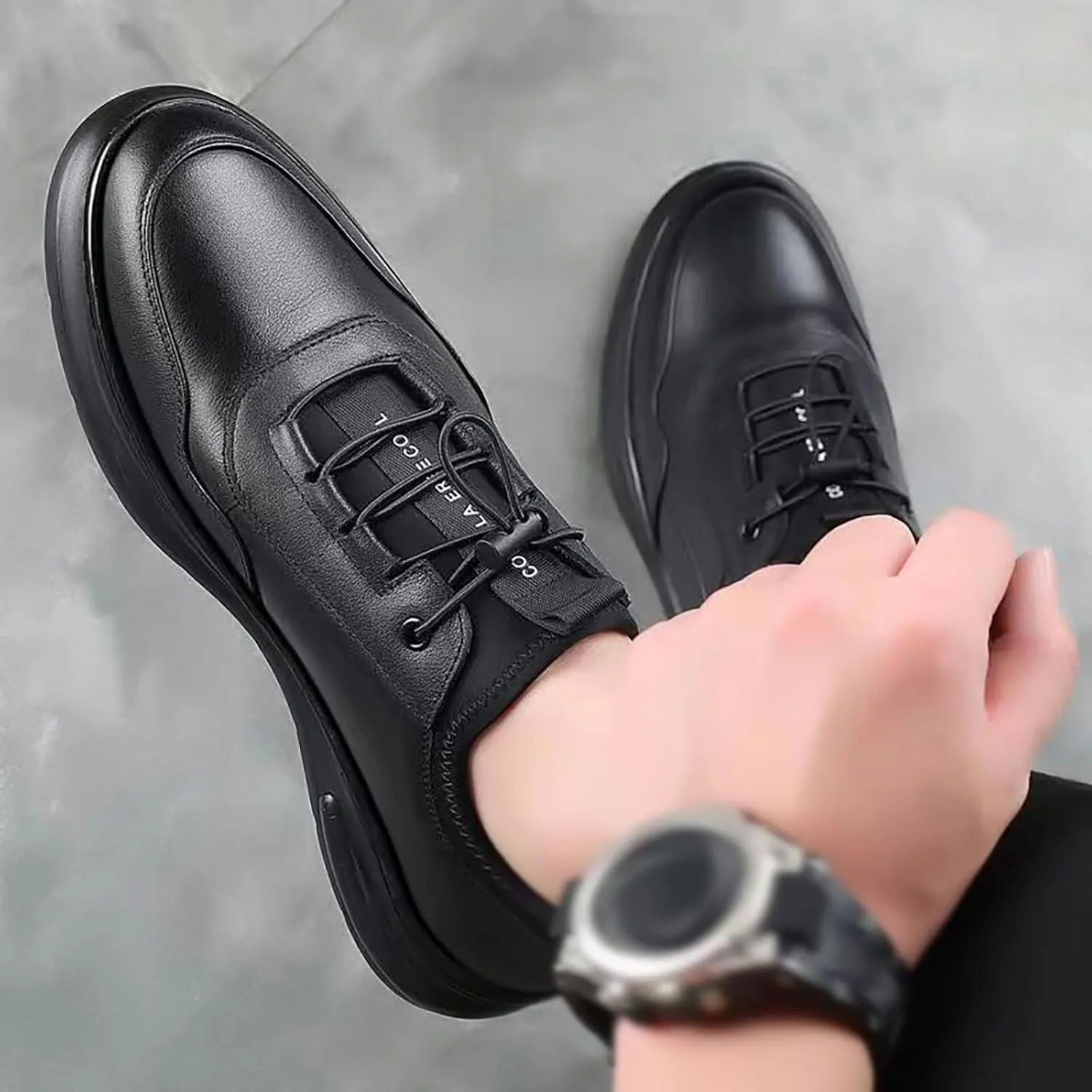 Slip on Walking Shoes Men Casual Dressy PU Leather Memory Foam Breathable Lightweight Fashion Sneakers Non Slip Travel Jogging Workout Tennis Shoes Wide Width