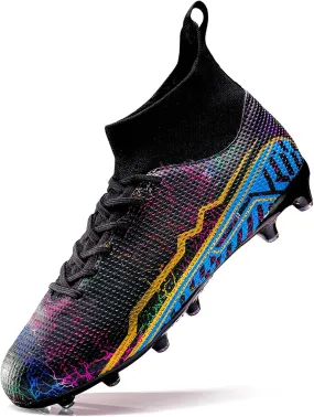 Soccer Cleats Mens Football Cleats Professional Soccer Shoes High-Tops Non-Slip Spikes for Big Boys Wide Training Sneaker
