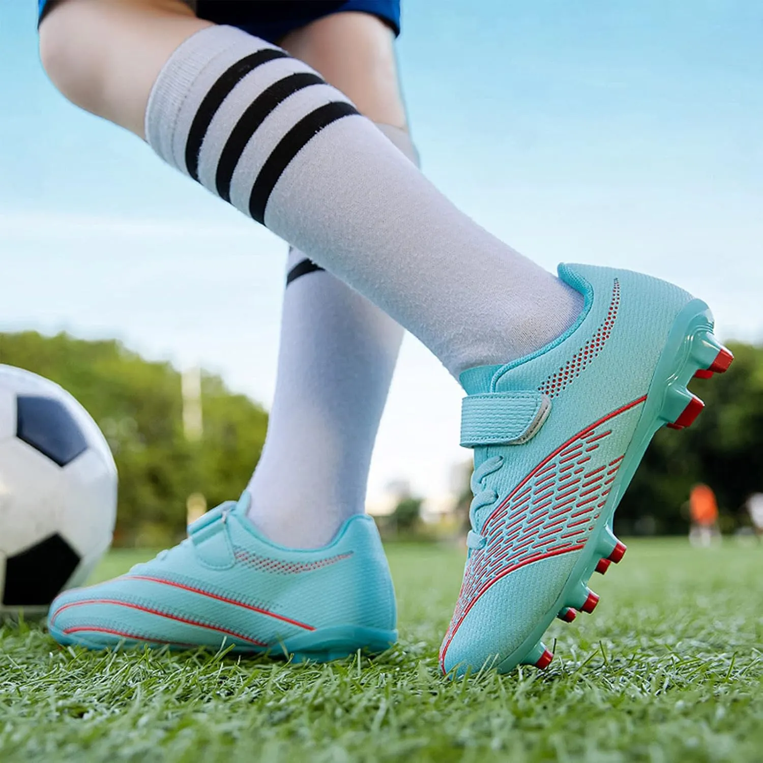 Soccer Shoes for Boys Girls Indoor Football Cleats Firm Ground Soccer Cleats Kids Turf Training Sneakers