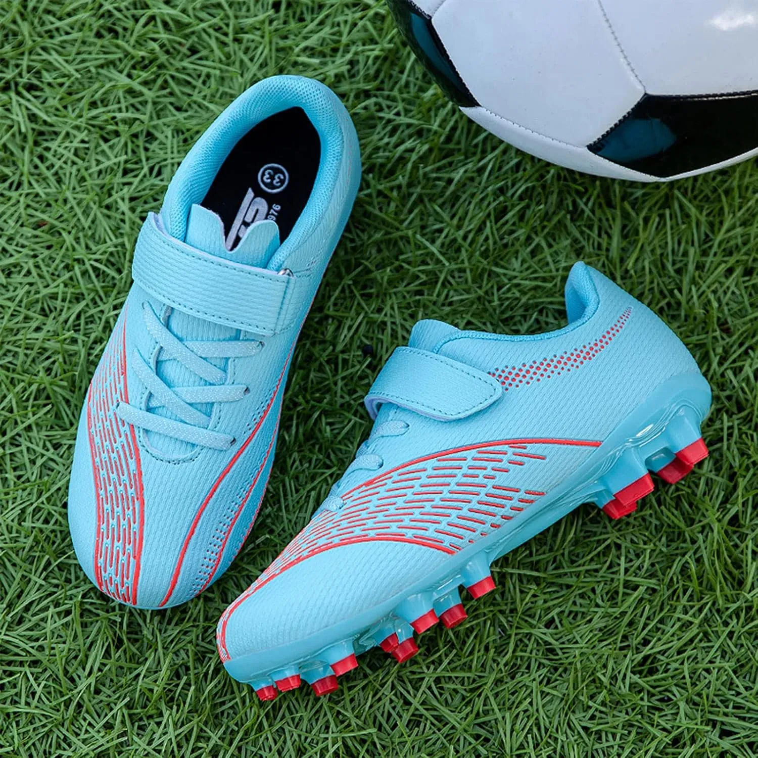 Soccer Shoes for Boys Girls Indoor Football Cleats Firm Ground Soccer Cleats Kids Turf Training Sneakers