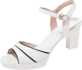 Sparkly Heels Women's Chunk High Heel Pump Sandals Stiletto Heels Open Toe Ankle Strap Stylish Heeled Sandals