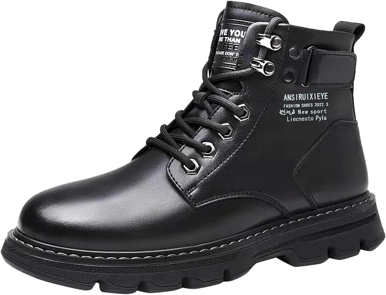 Sport Ankle Boots High Top Water Proof Round Toe Laced Up Casual Shoes Trendy and Versatile Vintage Leather British Stylish Winter Outdoor Warm Shoes