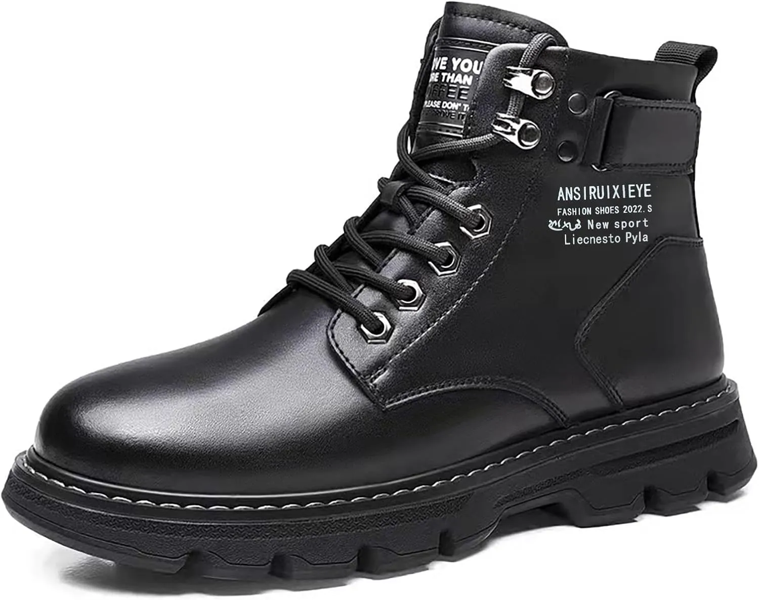 Sport Ankle Boots High Top Water Proof Round Toe Laced Up Casual Shoes Trendy and Versatile Vintage Leather British Stylish Winter Outdoor Warm Shoes