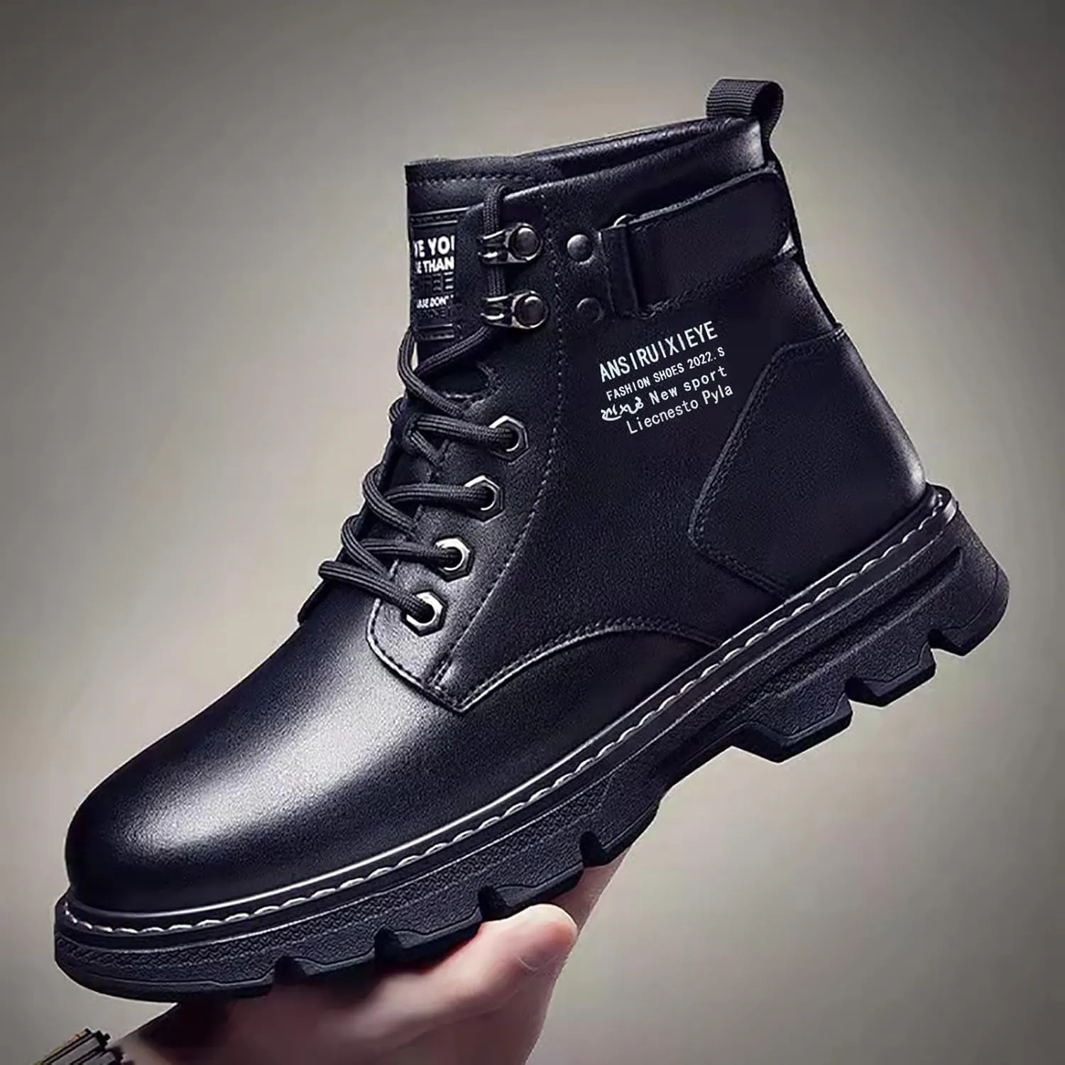 Sport Ankle Boots High Top Water Proof Round Toe Laced Up Casual Shoes Trendy and Versatile Vintage Leather British Stylish Winter Outdoor Warm Shoes