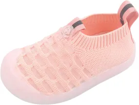 Spring and Summer Children Toddlers Boys and Girls Sports Shoes Flat Bottom Soft Fly Woven Mesh Breathable Comfortable Slip On Solid Casual Baby Girl Running Shoes