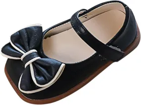 Spring and Summer Girls Casual Shoes Bow Hook Loop Solid Color Comfortable Single Shoes Toddler Girls Running Shoes