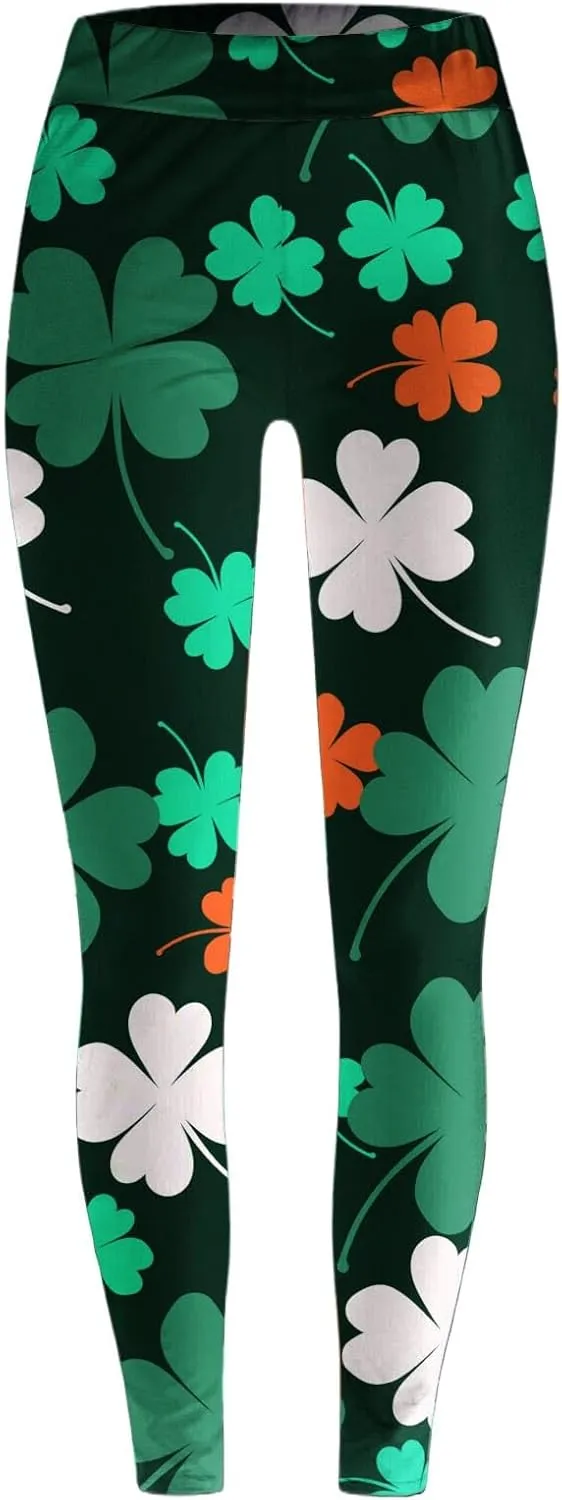 St. Patrick's Day Leggings for Womens St Patricks Pants Plus Size Leggings with Pockets Tall