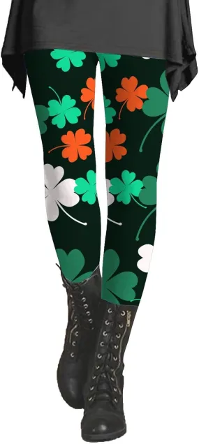 St. Patrick's Day Leggings for Womens St Patricks Pants Plus Size Leggings with Pockets Tall