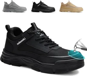 Steel Toe Shoes for Men Lightweight Work Shoes Comfortable Mens Work Boots Indestructible Safety Shoe for Men Industrial Construction Steel Toe Sneakers Soft Mens