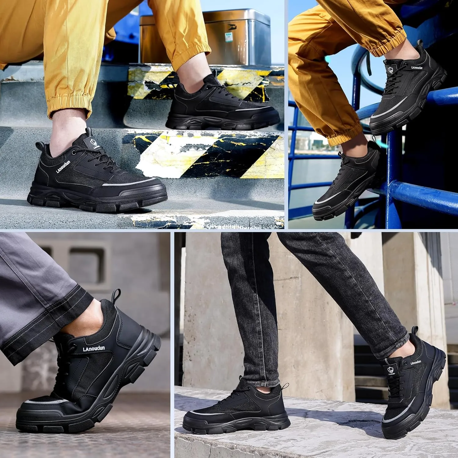 Steel Toe Shoes for Men Lightweight Work Shoes Comfortable Mens Work Boots Indestructible Safety Shoe for Men Industrial Construction Steel Toe Sneakers Soft Mens