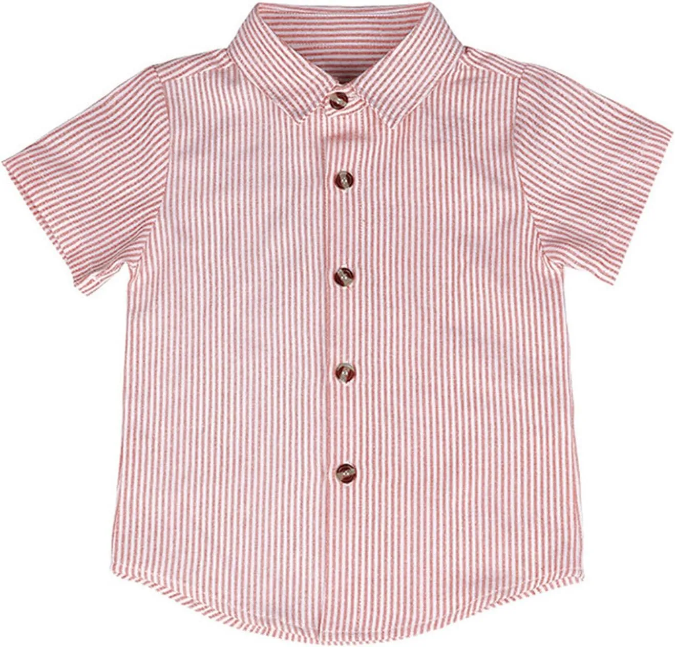Striped Shirt for Girls, Kids Short Sleeve Lapel Tops Button Down T Shirts Back to School Preppy Blouses