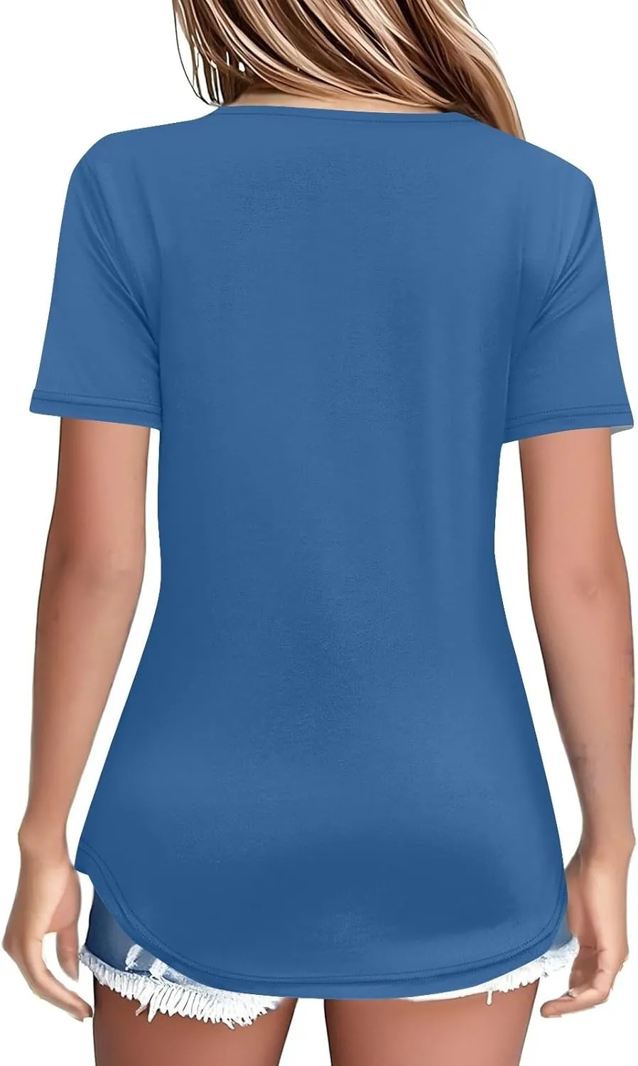 Summer 2025 Short Sleeve Shirts Business Casual Tops for Women Henley Plus Size Buttons V Neck Casual Workout Blouses