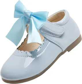 Summer and Girls Boots Cute Flat Solid Color Round Head Ribbon Bow Hook Loop Girl Toddler Summer Sandals for Girls