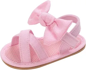 Summer Children Baby Toddler Shoes Girls Sandals Flat Bottom Light Open Toe Solid Color Bow Back Black Ballet Shoes